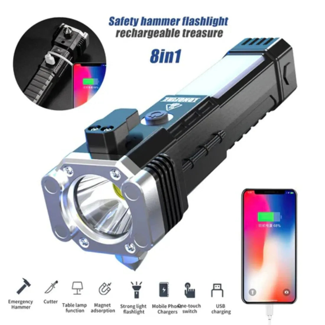 Portable Rechargeable Torch with Powerbank