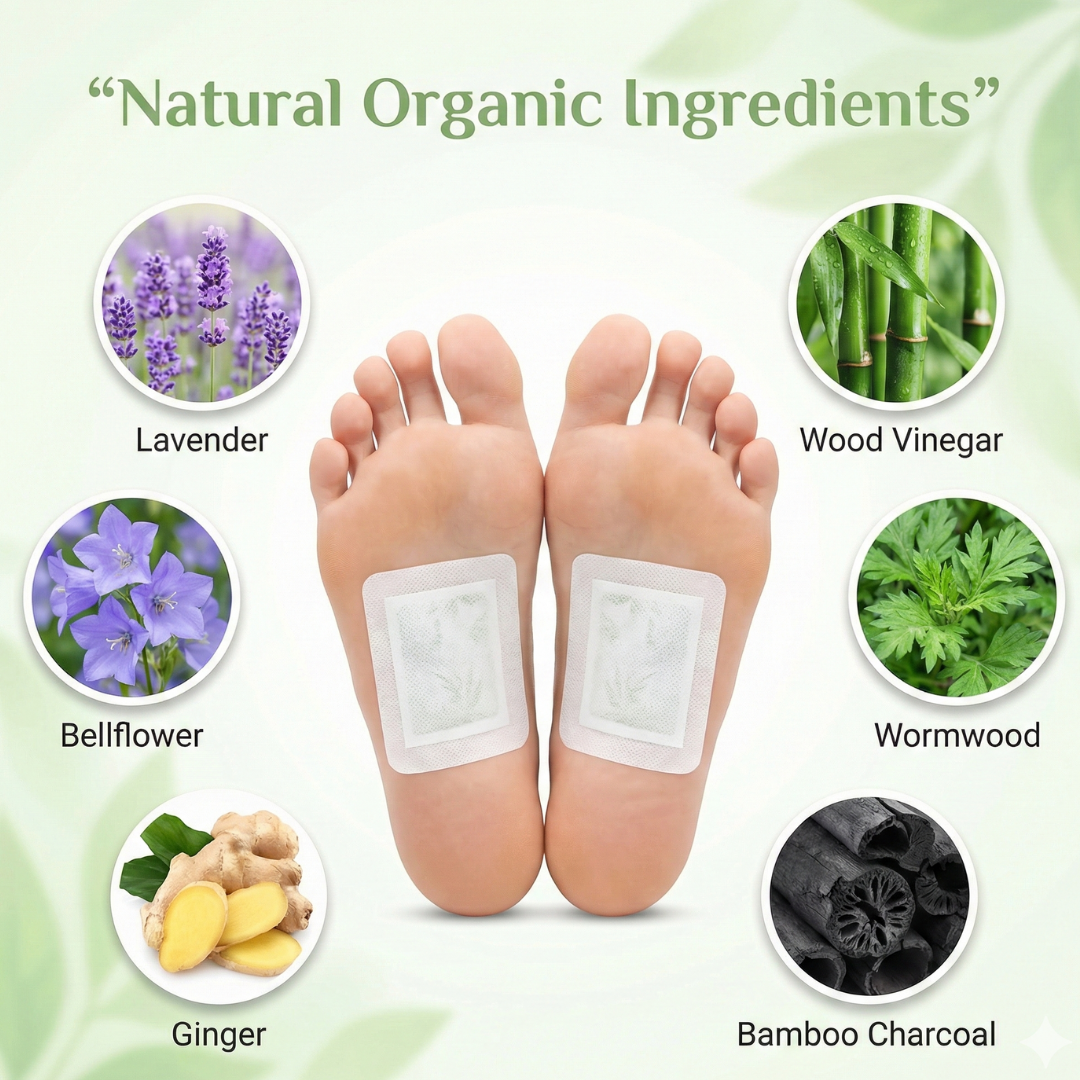 Cleansing Detox Foot Pads – Ginger & Salt Overnight Foot Patches (10 Pads)