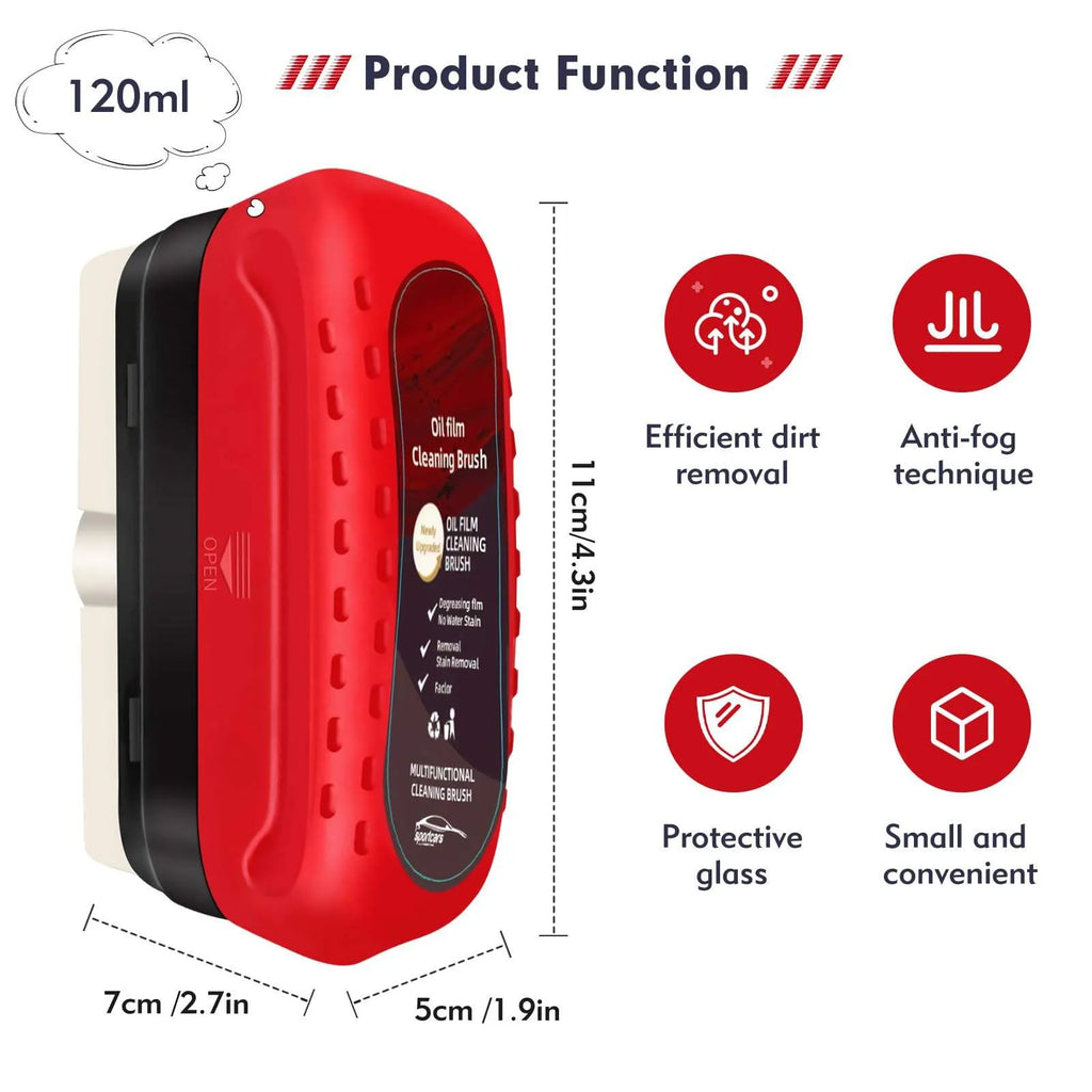 Car Glass Oil Film Remover with Cleaning Brush | Removes Oil Film, Water Spots, Grease & Wiper Marks | Clear Vision Windshield Cleaner