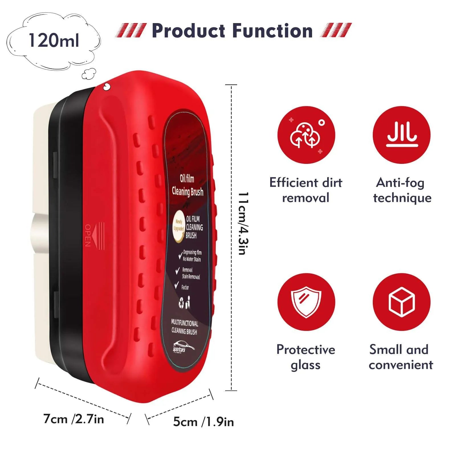 Car Glass Oil Film Remover with Cleaning Brush | Removes Oil Film, Water Spots, Grease & Wiper Marks | Clear Vision Windshield Cleaner