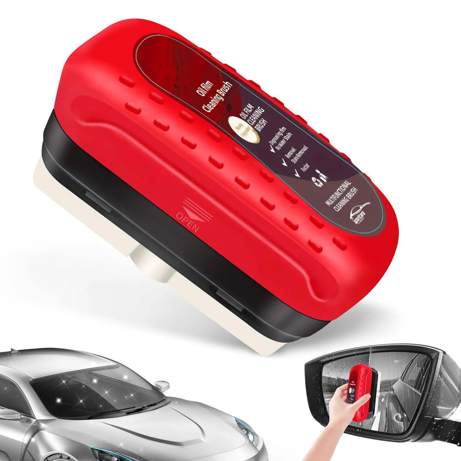 Car Glass Oil Film Remover with Cleaning Brush | Removes Oil Film, Water Spots, Grease & Wiper Marks | Clear Vision Windshield Cleaner