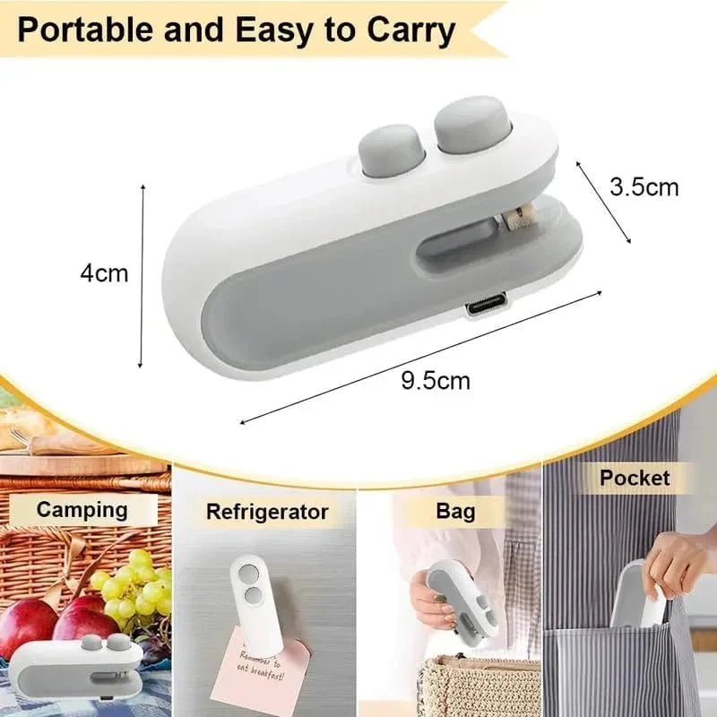 Mini Bag Sealer 2-in-1 – USB Rechargeable Heat Sealer & Cutter for Food Storage Bags