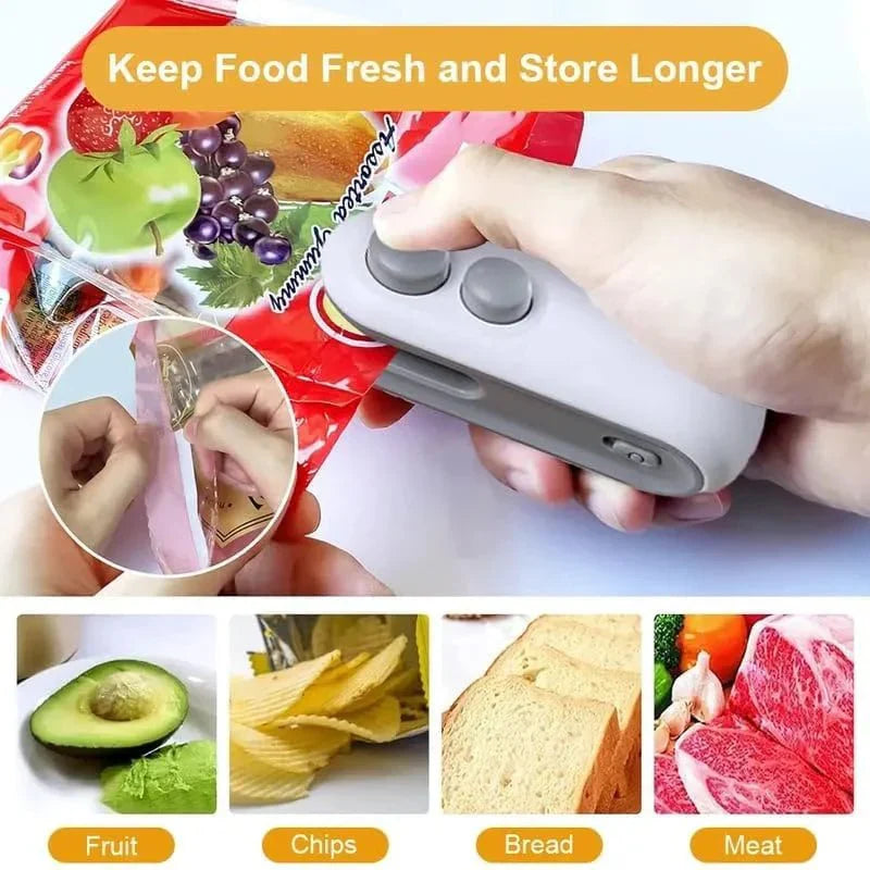 Mini Bag Sealer 2-in-1 – USB Rechargeable Heat Sealer & Cutter for Food Storage Bags